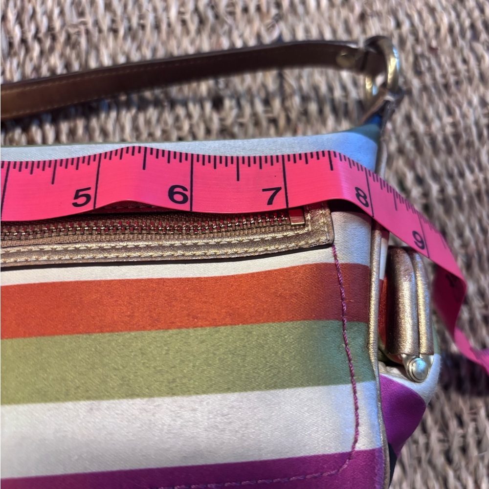 COACH LEGACY STRIPED DOUBLE HEADER KISSLOCK RAINBOW POUCH MINI SHOULDER BAG - Picture 10 of 14